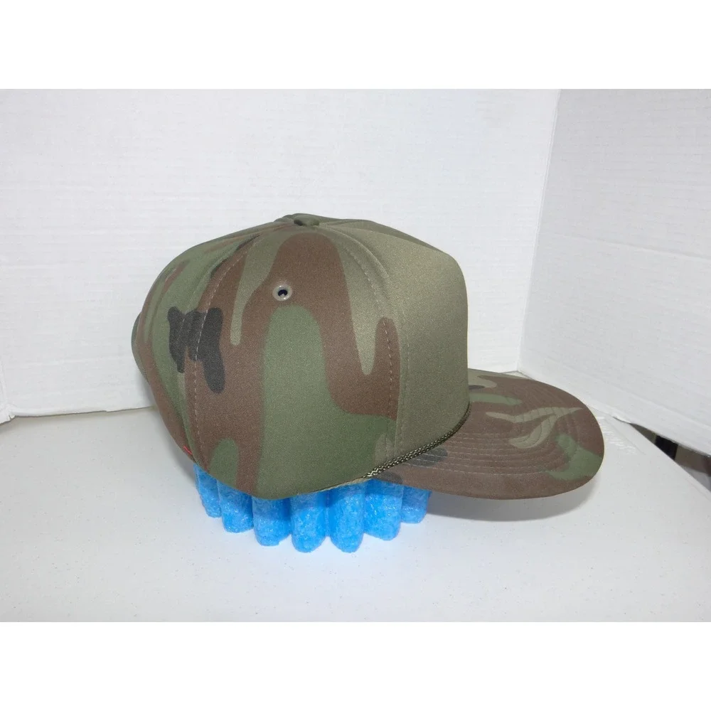 Vintage San Sun Woodland Camo Trucker Hat Snapback Rope Flat Bill Mens Cap 4167